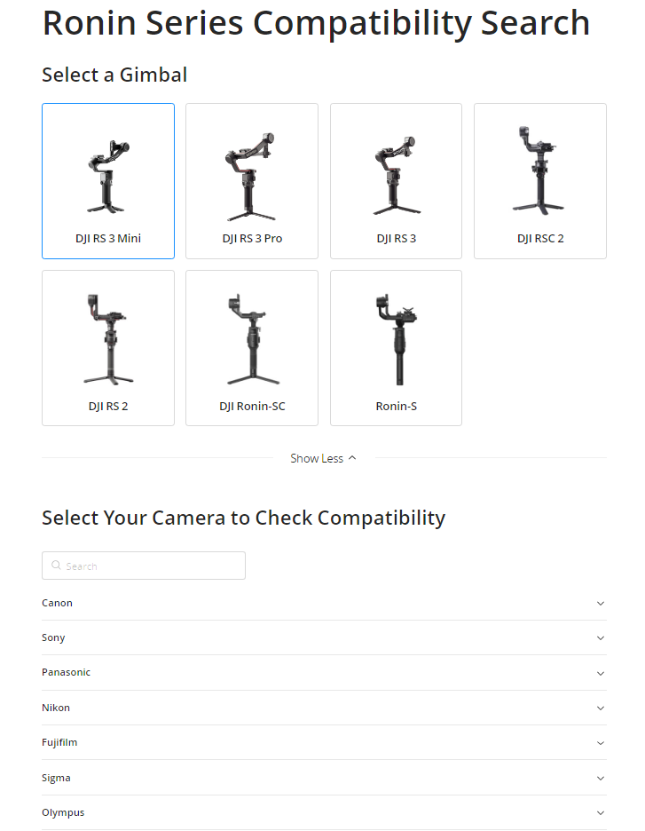 DJI RS3 Mini Camera Compatibility Guide: Full List